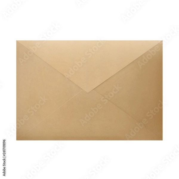 Fototapeta Sealed brown envelope, isolated on white background