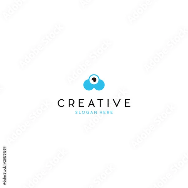 Fototapeta cloud photography logo template design, Cloud camera eye logo. Photo video control icon