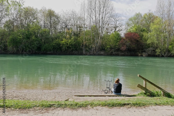 Fototapeta fishing on lake