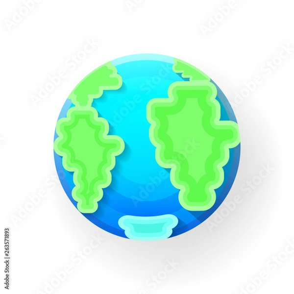 Fototapeta Vector illustration of earth globe. A blue planet with clouds