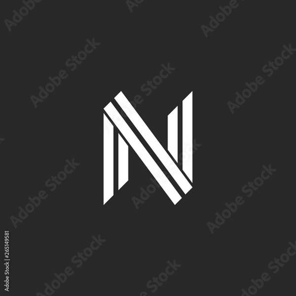 Fototapeta Monogram letter N logo design two parallel lines hipster style