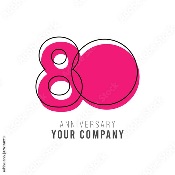 Fototapeta 80 Year Anniversary Vector Template Design Illustration