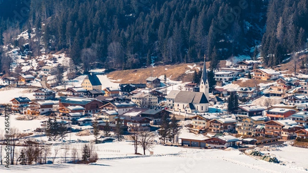 Fototapeta Beautiful alpine winter view at the Buchensteinwand-Tyrol-Austria