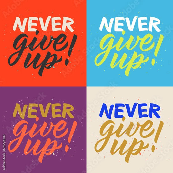 Fototapeta never_give_up_calligraphy_set