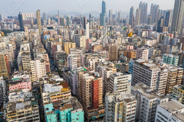 Fototapeta  Top view of Hong Kong urban city