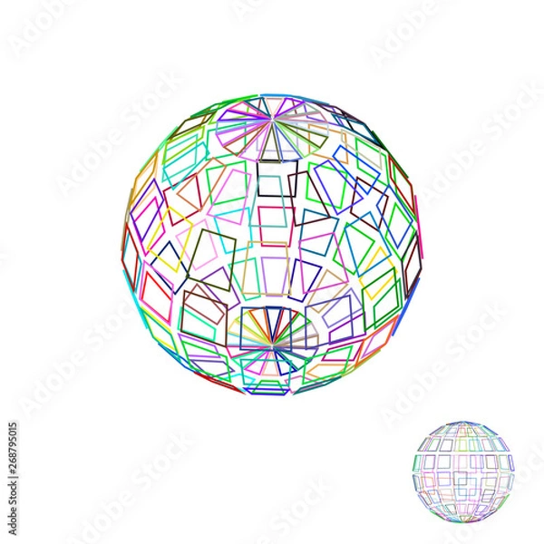 Fototapeta Abstract polygonal broken sphere.Vector outline colorful illustration.