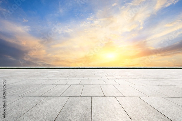 Obraz Empty square floor and beautiful sky at sunrise