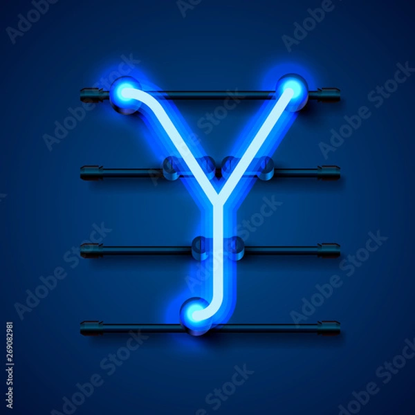 Fototapeta Neon font letter Y, art design signboard.