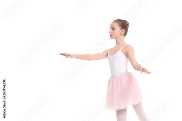 Obraz young girl ballerina posing on white background