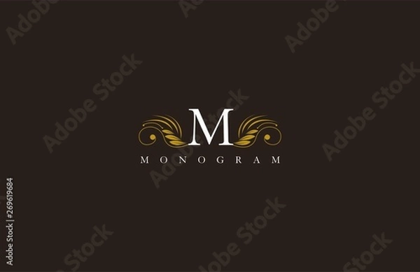 Fototapeta M Letter Floral Elegant Graceful Ornament Logo