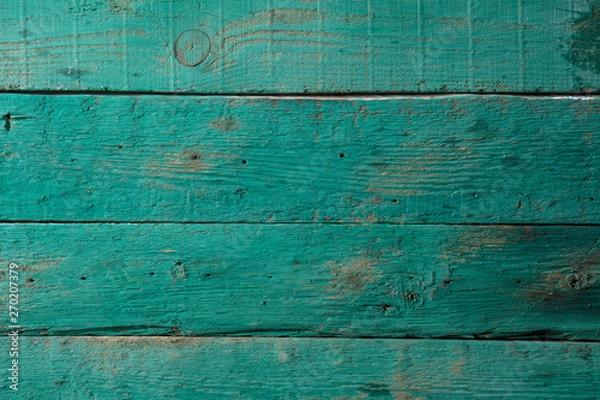 Fototapeta Wood surface. Turquoise Texture wood boards background