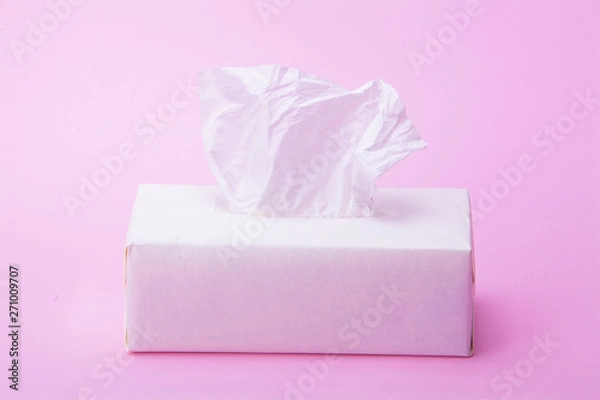 Fototapeta Tissue box on pink background