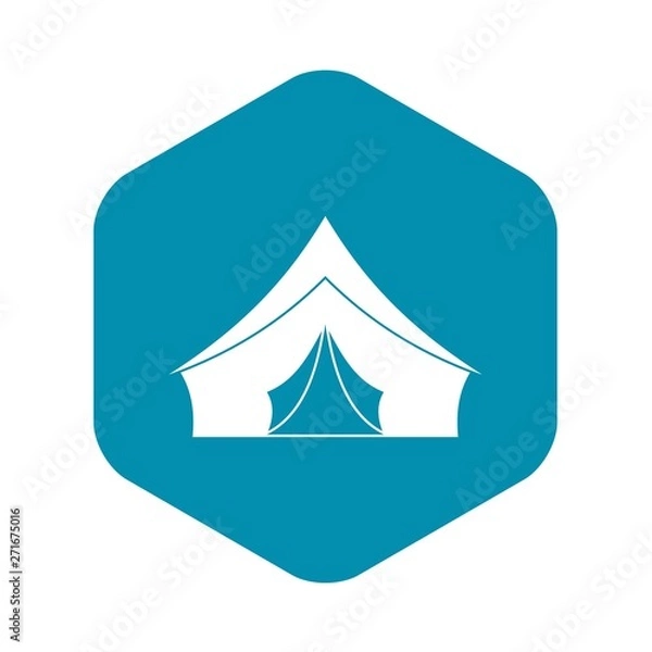 Fototapeta Tent with a triangular roof icon. Simple illustration of tent with a triangular roof vector icon for web