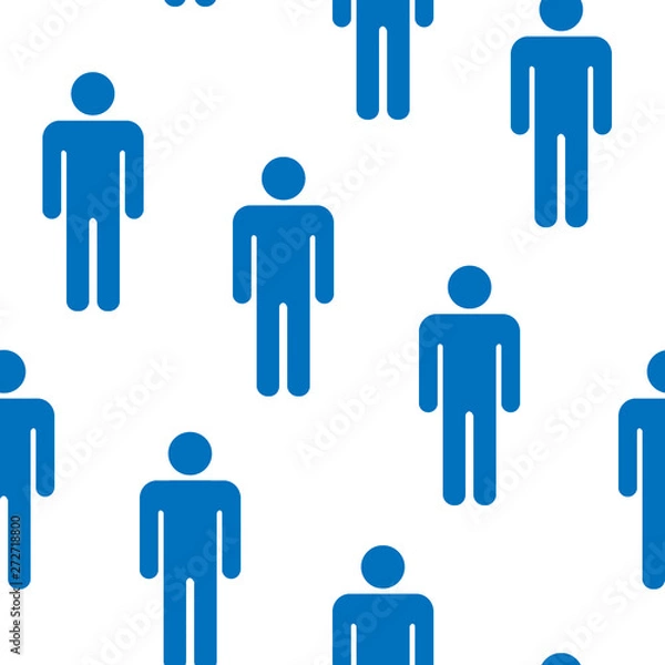 Fototapeta Seamless pattern with silhouettes of the person blue man. Vector illustration on white background