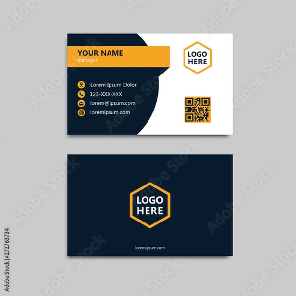 Fototapeta modern navy orange business card template design