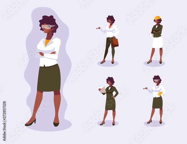 Fototapeta Avatars set of professional workers design