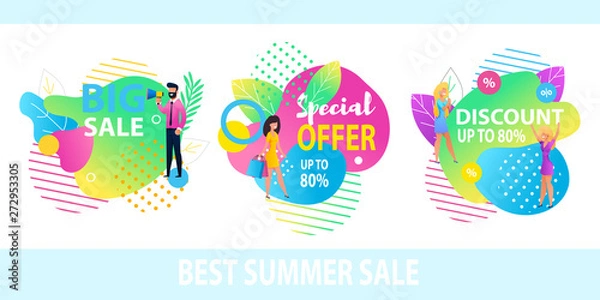 Fototapeta Big Sale Special Offer Best Discount Banner Set