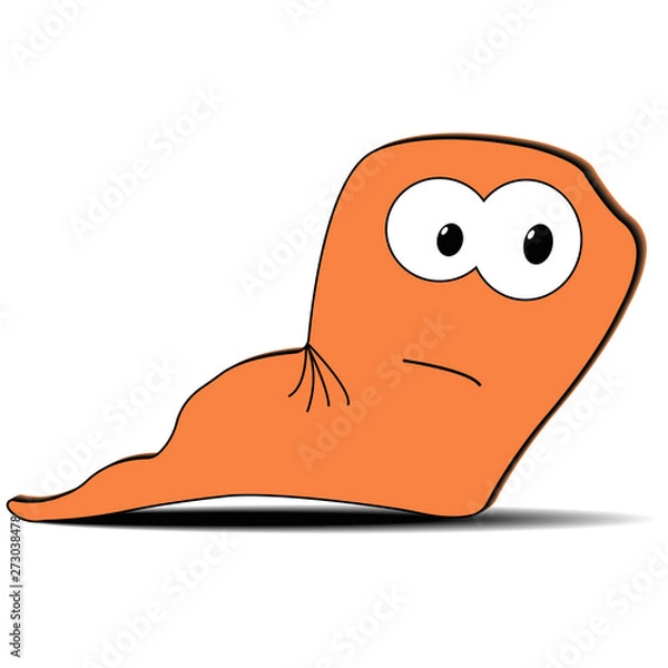 Fototapeta cartoon worm with big eyes crawling vector isolated illustration