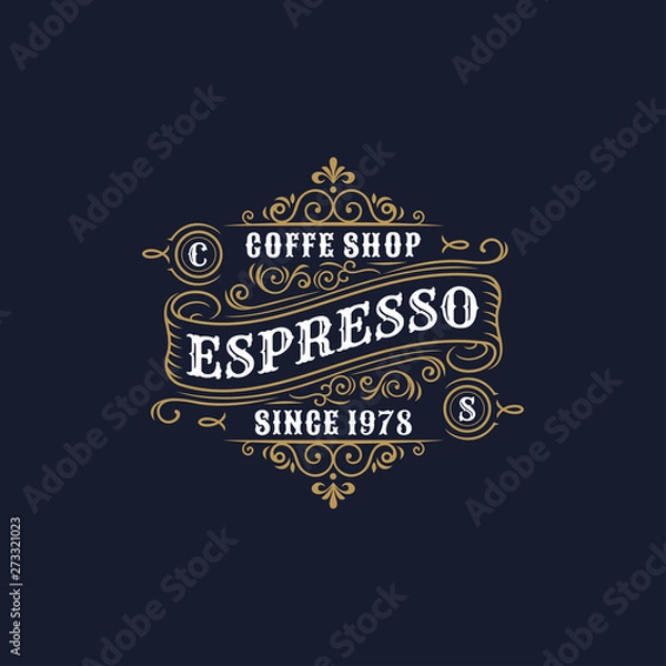 Fototapeta vintage badges of coffee, coffee shop and emblems