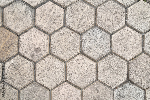 Fototapeta hexagonal paving slabs gray correct configuration background. structure