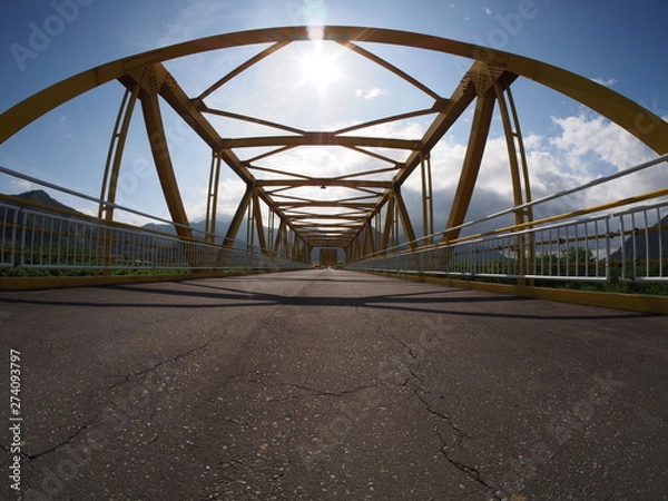 Fototapeta Iron bridge yellow iron Steel frame