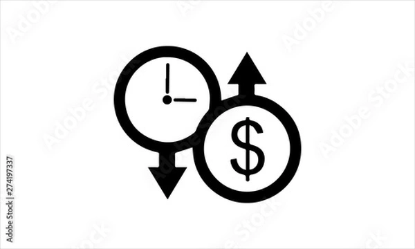 Fototapeta Time is money icon for finance and investment concepts