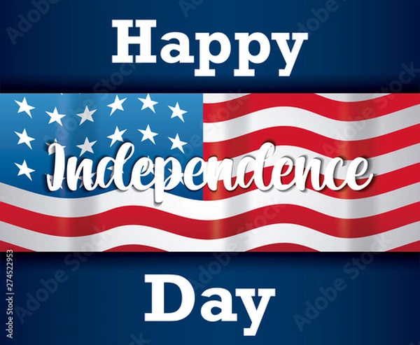 Fototapeta happy independence day card with flag