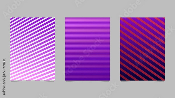 Fototapeta Gradient stripe pattern page template design set - vector brochure background graphics from stripes