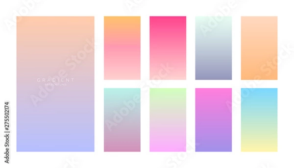 Obraz Gradients collection. Smartphone screens with soft colors. Abstract backgrounds set