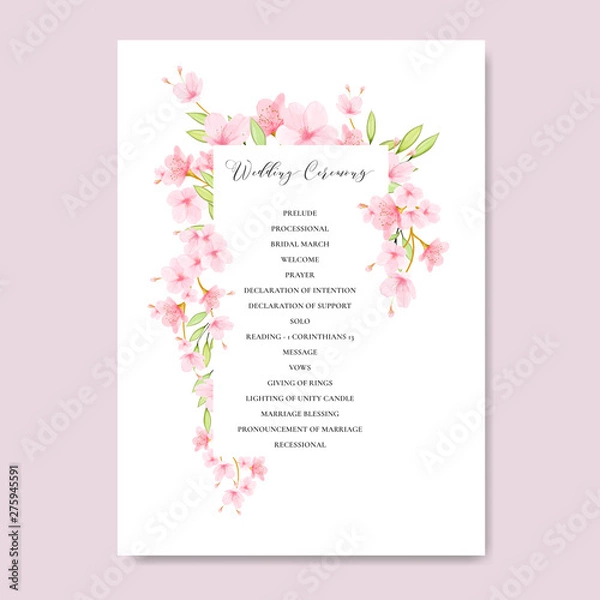 Fototapeta beautiful wedding Floral Cherry Blossom Frame and background