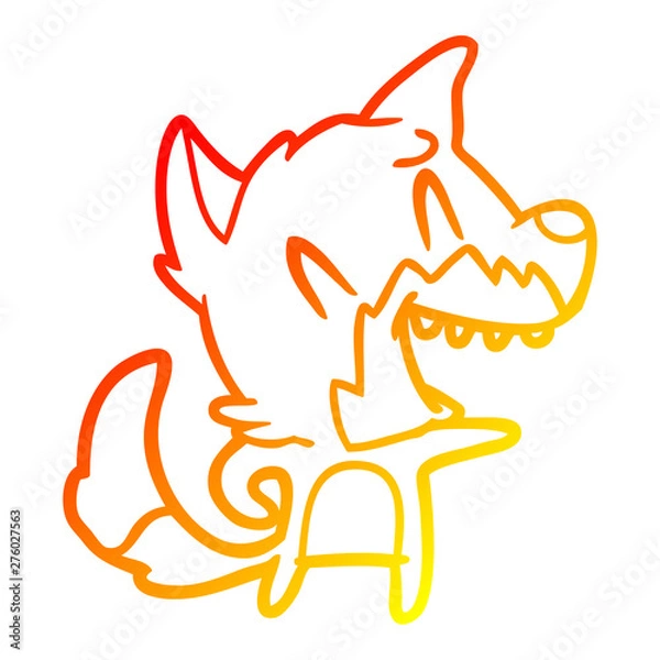 Fototapeta warm gradient line drawing laughing fox cartoon