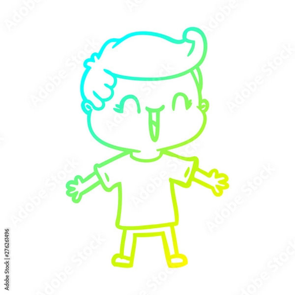 Fototapeta cold gradient line drawing cartoon laughing boy