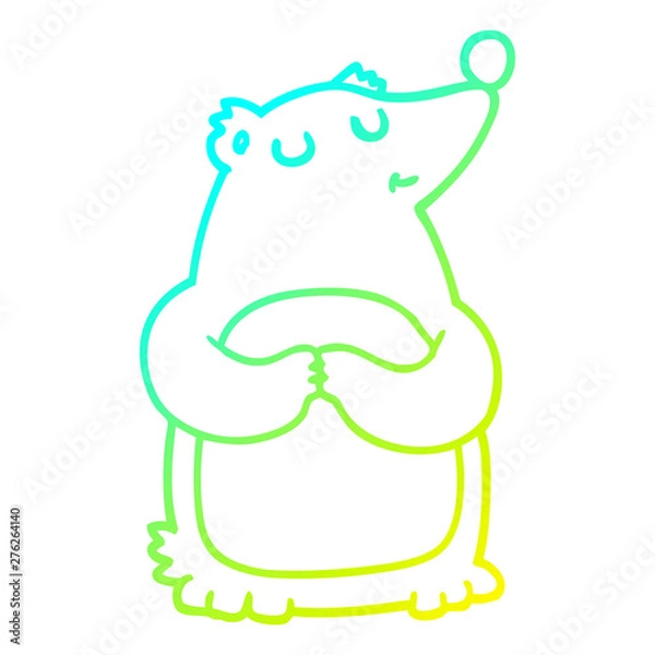 Fototapeta cold gradient line drawing cartoon bear