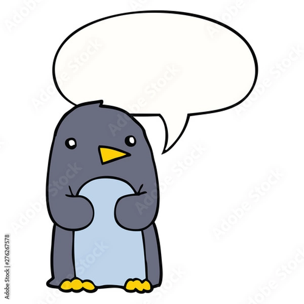 Fototapeta cartoon penguin and speech bubble