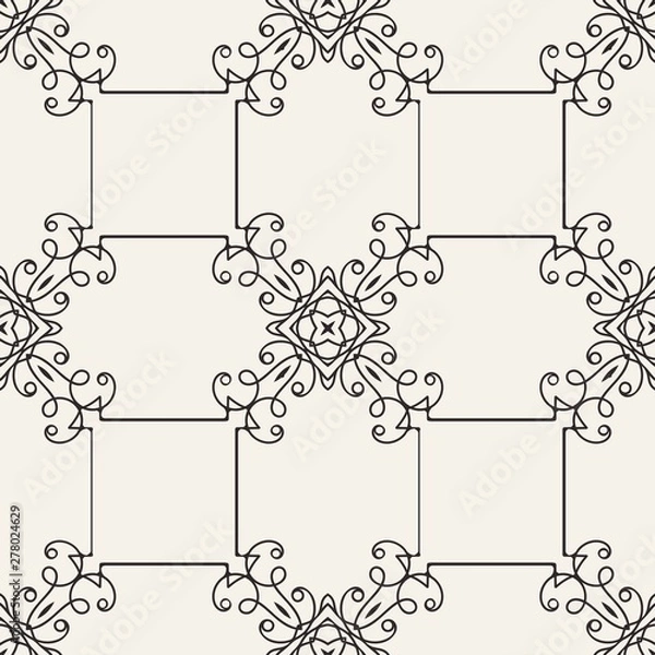 Fototapeta Seamless geometric pattern. Black and white ornamental background. Endless repeating ornate modern art deco texture for wallpaper, packaging, banners, invitations, business cards, fabric prints