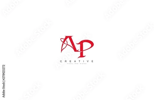 Fototapeta Initial AP Letter Curve Trendy Modern Gothic Logo