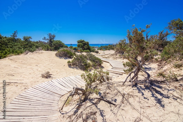 Fototapeta Exotic Chryssi island at the south of Crete, with the amazing Golden Beach, Greece