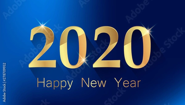 Fototapeta Happy New Year greeting card. Golden number 2020