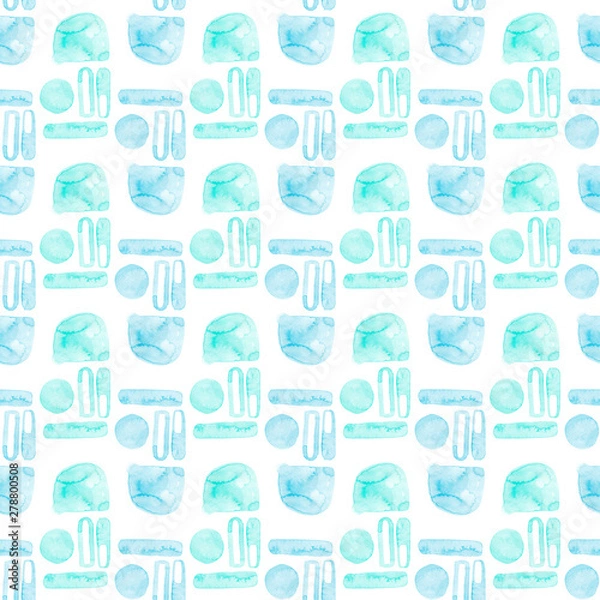 Fototapeta Turquoise blue abstract seamless pattern Modern background Wrapping paper design