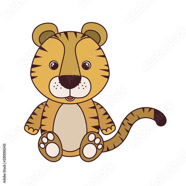 Fototapeta cute tiger for baby card on white background