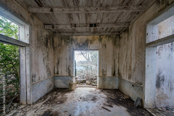 Fototapeta An old ruined land house on the Caribbean island of Curacao