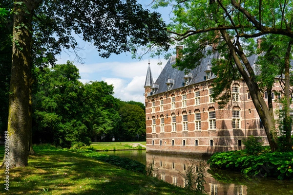 Fototapeta Castle Wijchen and canal. Wijchen, The Netherlands