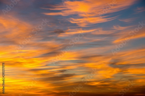 Fototapeta Fiery orange sunset sky. Beautiful sky.