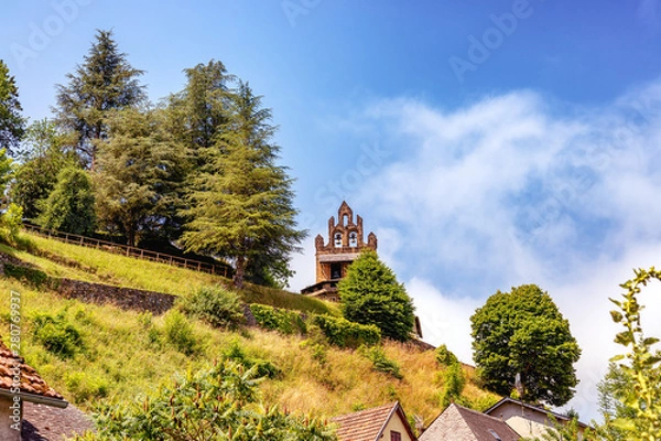 Fototapeta View of the Calvary Chapel, Castillon en Couserans, Ariege, Occitanie, France