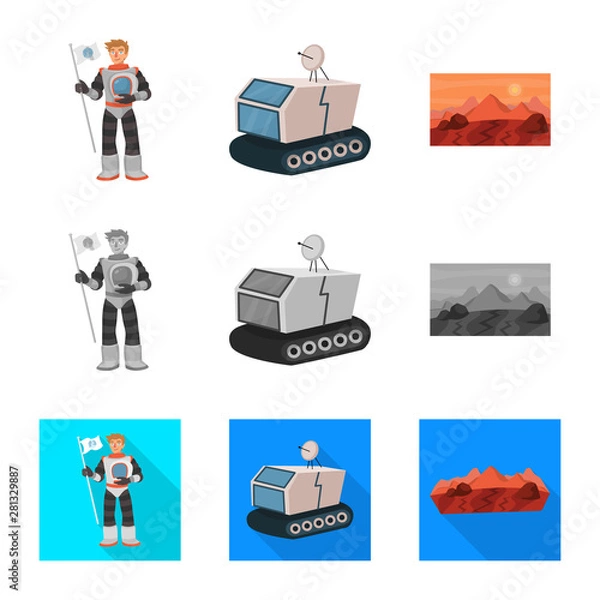 Fototapeta Vector design of astronomy and technology icon. Set of astronomy and sky stock symbol for web.