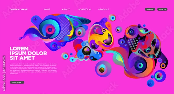 Fototapeta Modern Colorful Landing page Abstract Fluid Background Template. Wave Liquid shape in colorful Website background in Eps 10. 