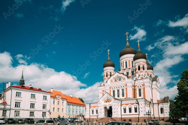 Fototapeta Tallinn, Estonia. Alexander Nevsky Cathedral. Famous Orthodox Cathedral. Popular Landmark And Destination Scenic. UNESCO World Heritage Site