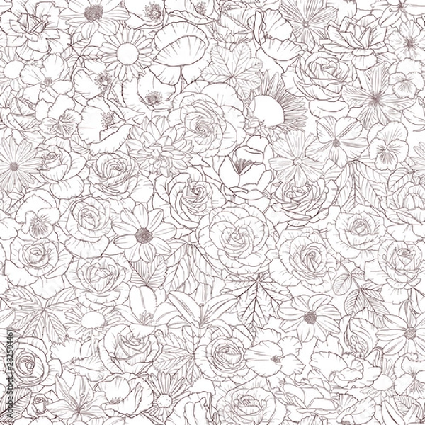 Obraz vector seamless pattern with drawing flowers