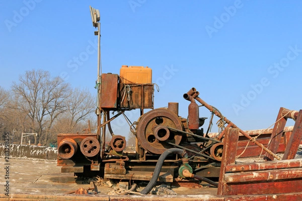 Fototapeta Diesel engine on the boat