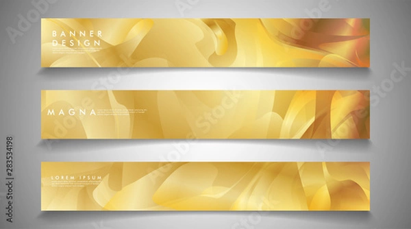 Fototapeta collection of banners, vector backgrounds with wavy gold colored patterns. suitable for ad background etc.